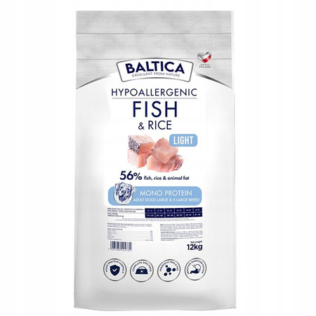 Baltica Nutraceutic Hypoallergenic Fish & Rice Light M- Karma Sucha Dla Psa -12kg