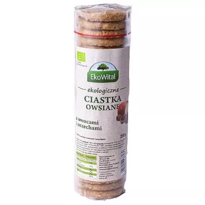EkoWital − Ciastka owsiane z owocami i orzechami BIO − 250 g