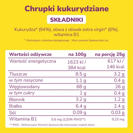 Smileat, BIO Smilitos, Chrupki kukurydziane z oliwą z oliwek z pierwszego tłoczenia 8m+, 38g