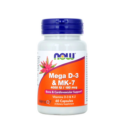 Now Foods Witamina D3 4000 IU & K2 MK-7 180 µg na wsparcie układu odpornościowego 60 kaps.