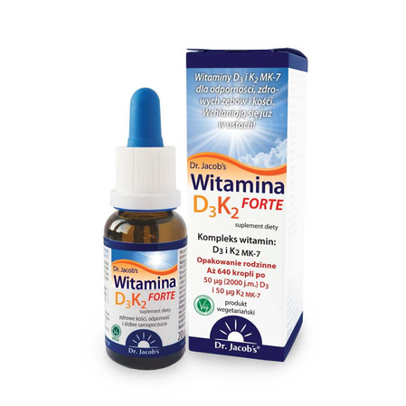  Dr. Jacob's Witamina D3K2 Forte w kroplach z lanoliny 20 ml vege