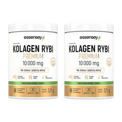 Zestaw 2x Essensey Kollagen Rybi 10000 mg na stawy, włosy z kwasem hialuronowym 321g smak zielona herbata