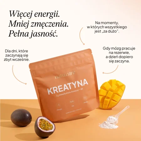 Natu.Care Kreatyna monohydrat +B6 mango-marakuja 372g