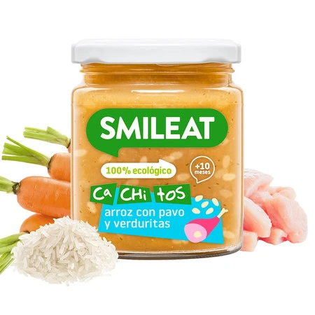 Smileat, BIO Słoiczek z ryżem i indykiem z warzywami, małe kawałki 10m+, 230g