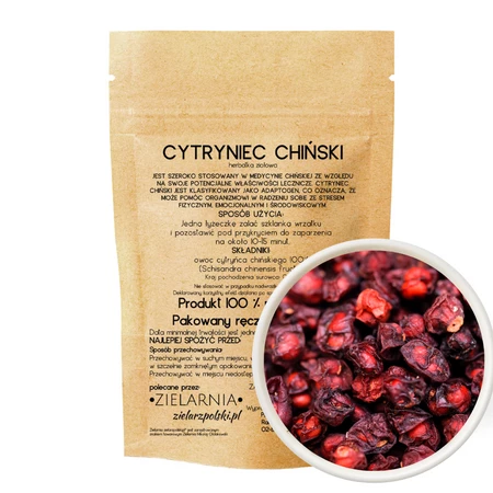 Cytryniec chiński owoc (Schisandra) 50g ZIELARZPOLSKI.PL