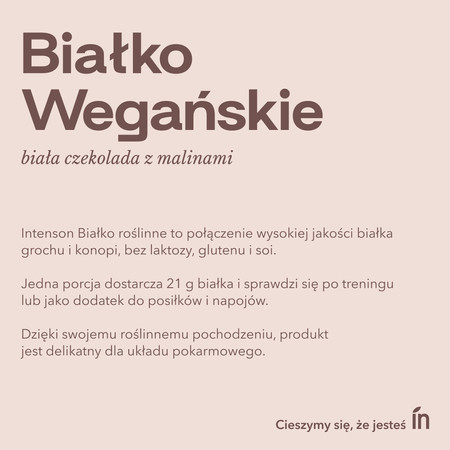 Intenson Wegańskie białko smak biała czekolada i malina 900g