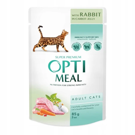 OPTIMEAL Super Premium – mokra karma dla kotów królik i marchewka 85 g