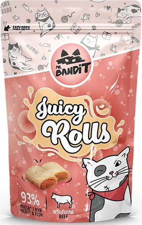 MR.BANDIT Juicy Rolls Krokieciki z Wołowiną dla kota 40g
