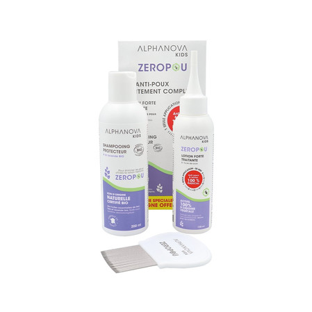 Alphanova Kids, ZEROPOU, Kompletny zestaw przeciw wszom z grzebieniem, Balsam i Szampon