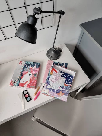 Janod Zestaw kreatywny Malowanie farbami perłowymi i 3D Jednorożce 7+