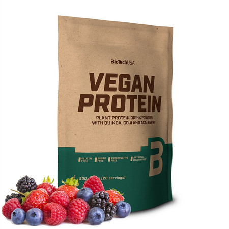BioTech USA Vegan Protein odżywka białkowa 500 g smak owoce leśne