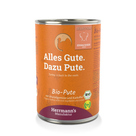 Zestaw 10x HERRMANN'S MANUFAKTUR Selection Dog Bio Pute - bio indyk z warzywami (400g)