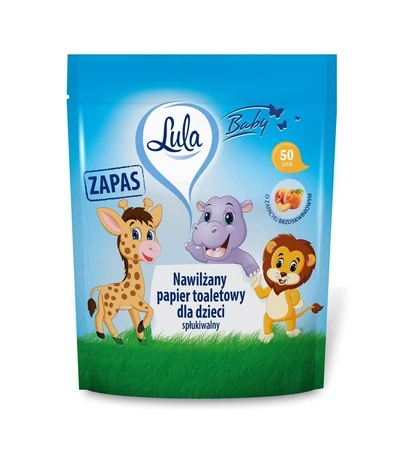 LULA Nawilżany papier toaletowy dla dzieci 1op.-50szt. zapas