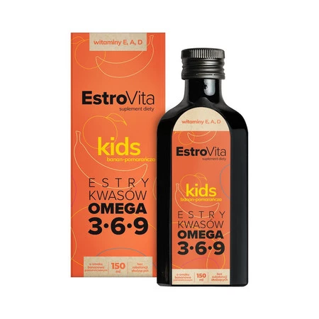 EstroVita Kids Omega 3-6-9 dla dzieci 150 ml smak banan-pomarańcza