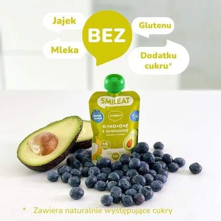 Smileat, BIO Mus z jagodami i awokado 6m+, 100g