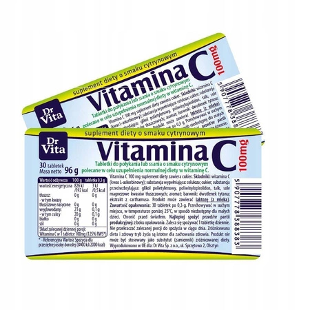 Witamina C 100 mg o smaku cytrynowym 30 tabletek