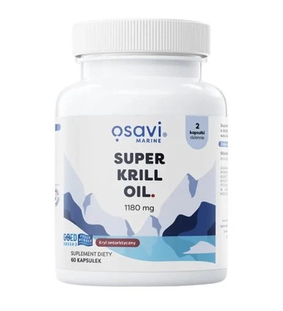 Osavi Super Krill Oil (Marine), 1180 mg Olej z Kryla z kwasami Omega-3 EPA i DHA 120 kaps.