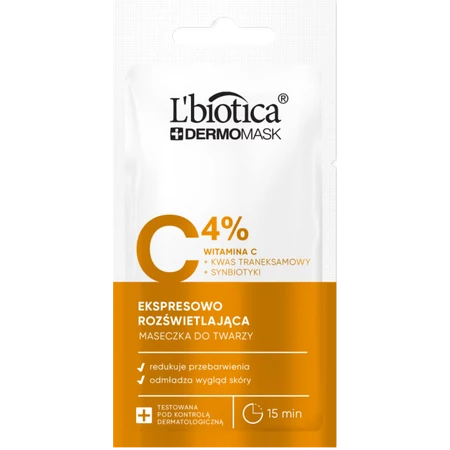 L'biotica Dermomask ekspresowo rozświetlająca maska z witaminą C 8ml