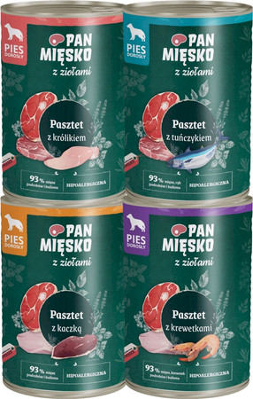 PAN MIĘSKO z Ziołami Pasztet z Krewetkami dla psa 400g