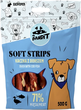 MR.BANDIT Soft Strips Duck Fish Kaczka z Dorszem 500g