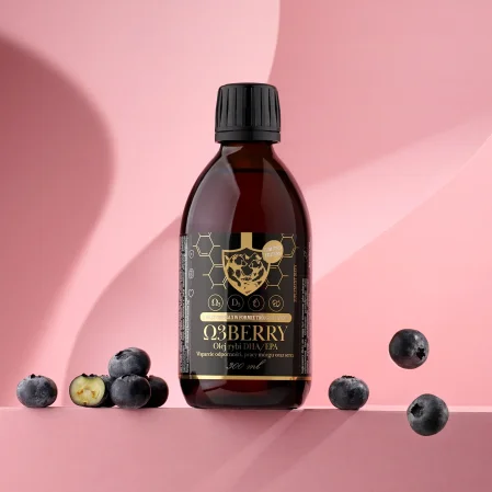 Powerful Brand Omega 3 kwasy tłuszczowe DHA i EPA 300ml smak czarna porzeczka