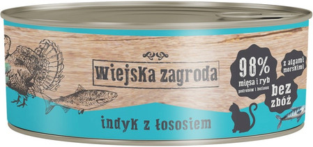 WIEJSKA ZAGRODA Indyk z Łososiem bez zbóż dla kota 85g