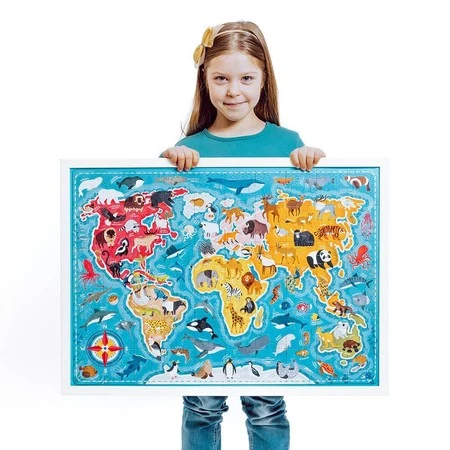 Puzzle 60 Puzzlove CzuCzu Zwierzęta Mapa Świata -