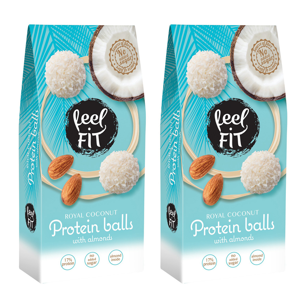 Zestaw 2x Feel FIT − Kulki proteinowe z migdałami bez cukru − 63 g - Nabea.pl