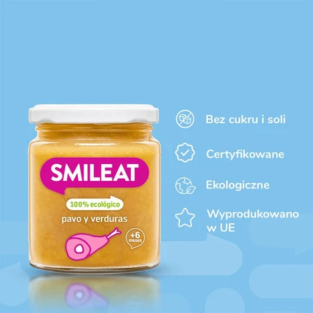 Smileat, BIO Słoiczek z indykiem i warzywami 6m+, 230 g