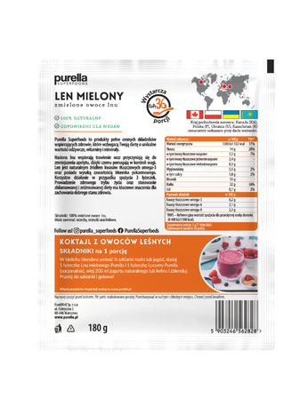 Purella Superfoods Len mielony odtłuszczony 180g