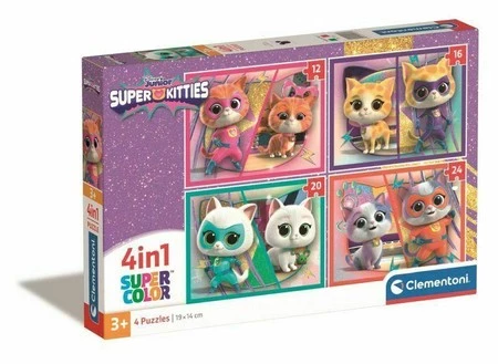 Clementoni Puzzle 4w1 SuperColor Super Kitties 21531