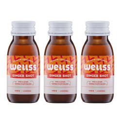 Zestaw: 3x Wellss Shot Ginger. Imbir i limonka 60 ml