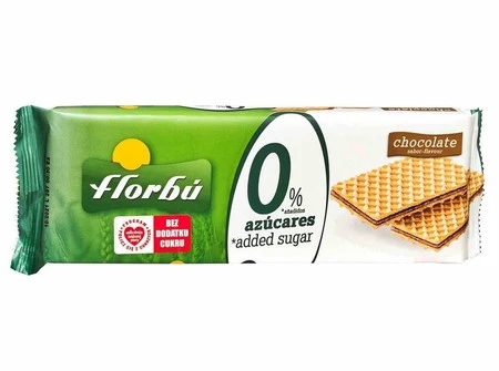 Wafelki nadziewane kakaowe bez dodatku cukru 160g