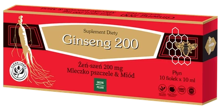 Ginseng Poland − Ginseng 200, żeńszeń, mleczko pszczele i miód − 10 x 10 ml