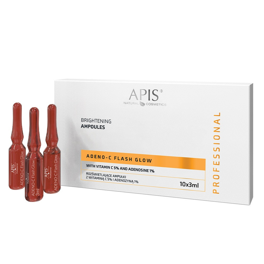 Adeno-C Flash Glow Rozświetlające ampułki do twarzy z witaminą C i adenozyną 10x3ml - Nabea.pl
