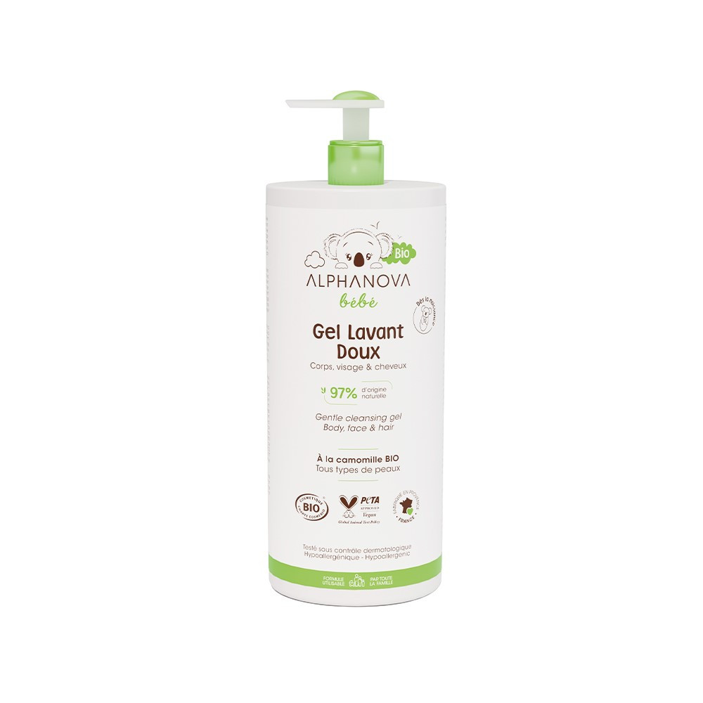 Alphanova Bebe Bio, Delikatny żel myjący dla niemowląt 2 w 1, 1000 ml - Nabea.pl