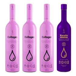 Zestaw mix DuoLife: 3x Kolagen w płynie - 750ml oraz 1x Keratyna w płynie - 750ml