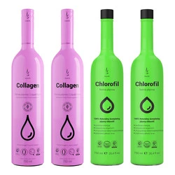 Zestaw mix: 2x DuoLife - Kolagen w płynie - 750ml oraz 2x DuoLife - Chlorofil w płynie - 750ml