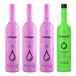 Zestaw mix DuoLife: 3x Kolagen w płynie 750ml oraz 1x Chlorofil w płynie 750ml
