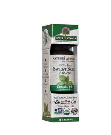 100% Pure Organic Essential Oil Sweet Basil organiczny olejek ze słodkiej bazylii 15ml