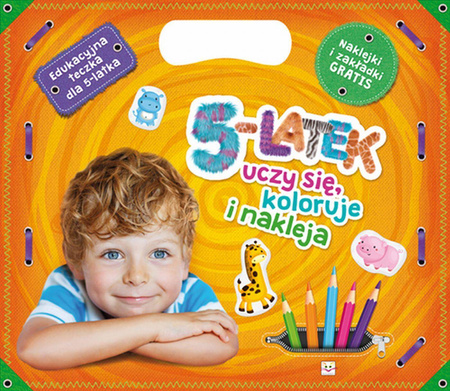 5-latek uczy się koloruje i nakleja edukacyjna teczka dla 5-latka - Opracowanie Zbiorowe