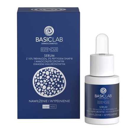 BasicLab Dermocosmetics Esteticus - Aktywne serum z 10% Trehalozą, 5% peptydem SNAP-8 i małocząsteczkowym kw. hialuronowym 15 ml