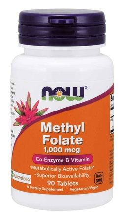 Now - Methyl Folate – Foliany 1000 mcg – 90 tab. wegetariańskich